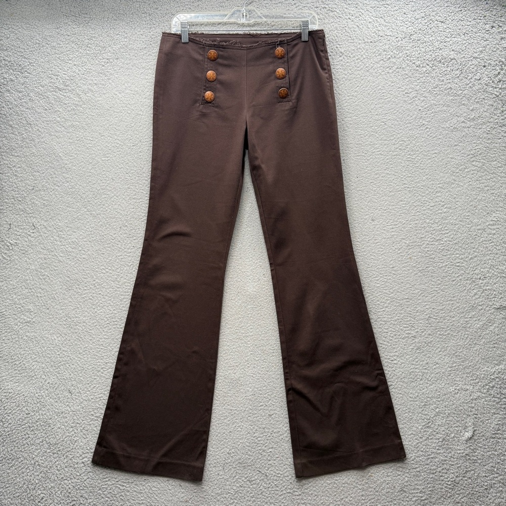 Tory Burch Dress Pants Brown Cotton Blend Stretch Flared Leg Trousers Women’s 6